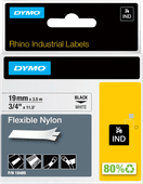 DYMO Rhino 19mm x 3.5m Black White Nylon Labels Dymo label