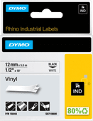 DYMO Rhino 12mm x 5,5m Zwart Wit Vinyl Labels 