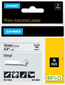 DYMO Rhino 19mm x 5.5m Black White Vinyl Labels Dymo label