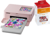 Canon SELPHY CP1500 Pink + Canon RP-108 Ink Cassette/Paper Set 108 Sheets On the go gift