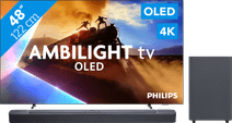 Coolblue Philips Ambilight 48'' OLED760 4K (2025) + JBL Bar 2.1 Deep Bass M2 Zwart aanbieding