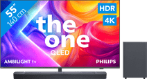 Coolblue Philips Ambilight 55" PUS9000 QLED 4K (2025) + JBL Bar 2.1 Deep Bass M2 Zwart aanbieding