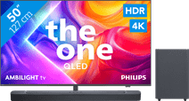 Coolblue Philips Ambilight 50" PUS9000 QLED 4K (2025) + JBL Bar 2.1 Deep Bass M2 Zwart aanbieding