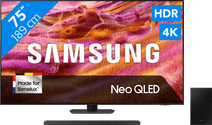 Coolblue Samsung 75" Neo QLED QN90F 4K (2025) + Samsung HW-S700D Zwart (2024) aanbieding