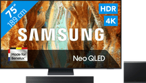 Coolblue Samsung 75" Neo QLED QN73F 4K (2025) + Samsung HW-QS700F (2025) aanbieding