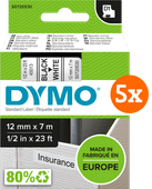 DYMO D1 12mm x 7m Zwart Wit Labels 5-pack Dymo label