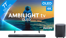 Coolblue Philips Ambilight 77'' OLED810 4K (2025) + JBL Bar 1000 M2 Zwart aanbieding