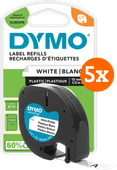 DYMO LetraTag 12mm x 4m Black White Labels 5-pack Dymo label