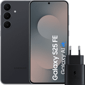 Coolblue Samsung Galaxy S25 FE 256GB Zwart 5G + Samsung Oplader 25 Watt Zwart aanbieding