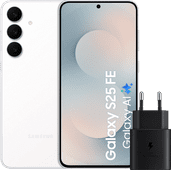 Samsung Galaxy S25 FE 256GB Wit 5G + Samsung Oplader 25 Watt Zwart Smartphone bundel