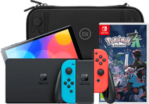Coolblue Nintendo Switch OLED Blauw/Rood + Pokémon Legends: Z-A + BlueBuilt Beschermhoes aanbieding