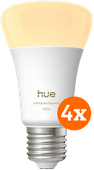 Coolblue Philips Hue White Ambiance E27 1100lm 4-pack aanbieding