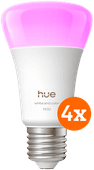 Coolblue Philips Hue White and Color E27 1100lm 4-pack aanbieding