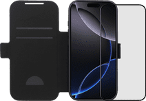 BlueBuilt Apple iPhone 17 Pro Book Case Leather Black + BlueBuilt iPhone 17 Pro Screen Protector Glass book case