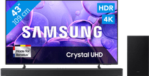 Samsung 43" Crystal UHD U8070F (2025) + Samsung HW-B750F Zwart Samsung televisie aanbieding