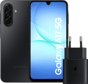 Coolblue Samsung Galaxy A17 128GB Zwart 5G + Samsung Oplader 25 Watt Zwart aanbieding