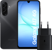 Coolblue Samsung Galaxy A17 128GB Zwart 4G + Samsung Oplader 25 Watt Zwart aanbieding