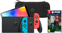 Coolblue Nintendo Switch OLED Blauw/Rood + EA Sports FC 26 + BlueBuilt Beschermhoes aanbieding