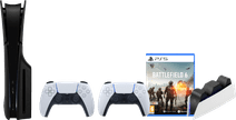 PS5 Slim Disc Edition + Battlefield 6 + Covers Black + Extra Controller White + Charging Dock PlayStation 5 Pro or Slim