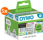 DYMO Verwijderbaar Etiket 32x57mm 1000 stuks 5-pack Dymo label