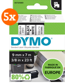 DYMO D1 9mm x 7m Zwart Wit Labels 5-pack Dymo label
