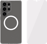 BlueBuilt Protective Back Cover with Magnet Samsung Galaxy S25 Ultra Transparent + Screen Protector Glass Case with good fall protection