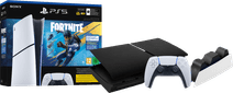 PS5 Slim Digital Edition Fortnite bundel + Covers Zwart + Extra Controller Wit + Oplaadstation Console kopen?
