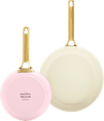 GreenPan Padova Reserve 20cm + 26cm Frying Pan Set Blush Pink oven-proof pan