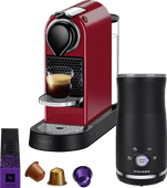 KRUPS Nespresso CitiZ XN7415 Cherry Red + Pierre Milk Frother Nespresso Citiz