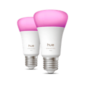 Philips Hue A67 White and Color E27 1100lm 2-pack Smart lamp met E27 fitting