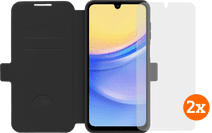 BlueBuilt Samsung Galaxy A16 4G/5G Book Case Zwart + Screenprotector Glas Duo Pack BlueBuilt telefoonhoesje