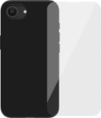 BlueBuilt Back Cover iPhone 16e Zwart + Screenprotector Glas Hoesje zonder valbescherming