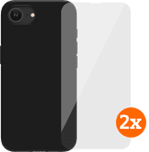 BlueBuilt Back Cover iPhone 16e Zwart + Screenprotector Glas Duo Pack Hoesje zonder valbescherming