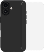 BlueBuilt Back Cover iPhone 16 Zwart + Screenprotector Glas Apple iPhone 16 hoesje