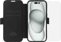 BlueBuilt Apple iPhone 16 Book Case Leer Zwart + Screenprotector Glas BlueBuilt telefoonhoesje
