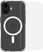 BlueBuilt Protective Back Cover met MagSafe iPhone 16 Transparant + Screenprotector Glas BlueBuilt telefoonhoesje