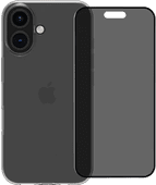 BlueBuilt Back Cover iPhone 16 Transparant + Privacy Filter Screenprotector Glas BlueBuilt telefoonhoesje