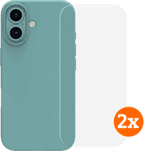 BlueBuilt Back Cover iPhone 16 Groen + Screenprotector Glas Duo Pack BlueBuilt telefoonhoesje