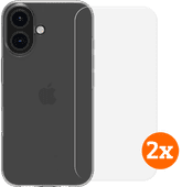 BlueBuilt Back Cover iPhone 16 Transparant + Screenprotector Glas Duo Pack BlueBuilt telefoonhoesje