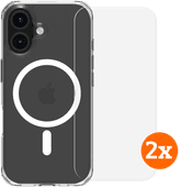 BlueBuilt Protective Cover met MagSafe iPhone 16 Transparant + Screenprotector Duo Pack BlueBuilt telefoonhoesje
