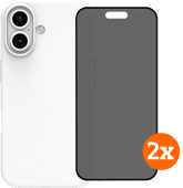 BlueBuilt Back Cover iPhone 16 Wit + Privacy Filter Screenprotector Glas Duo Pack BlueBuilt telefoonhoesje