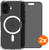 BlueBuilt Protective Cover met MagSafe iPhone 16 + Privacy Screenprotector Duo Pack BlueBuilt telefoonhoesje