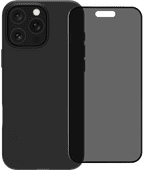 BlueBuilt Back Cover iPhone 16 Pro Zwart + Privacy Filter Screenprotector Glas Apple iPhone 16 Pro hoesje