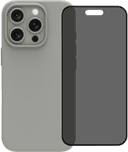 BlueBuilt Back Cover iPhone 16 Pro Grijs + Privacy Filter Screenprotector Glas Apple iPhone 16 Pro hoesje