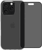 BlueBuilt Back Cover iPhone 16 Pro Transparant + Privacy Filter Screenprotector Glas Apple iPhone 16 Pro hoesje