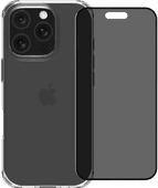 BlueBuilt Protective Back Cover iPhone 16 Pro Transparant + Privacy Screenprotector Glas BlueBuilt telefoonhoesje