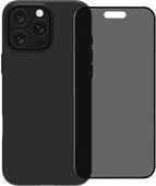 BlueBuilt Back Cover iPhone 16 Pro Max Zwart + Privacy Filter Screenprotector Glas Apple iPhone 16 Pro Max hoesje