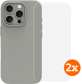 BlueBuilt Back Cover iPhone 16 Pro Grijs + Screenprotector Glas Duo Pack Apple iPhone 16 Pro hoesje