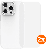 BlueBuilt Back Cover iPhone 16 Pro Wit + Screenprotector Glas Duo Pack Apple iPhone 16 Pro hoesje