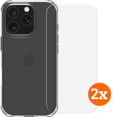 BlueBuilt Protective Back Cover iPhone 16 Pro Transparant + Screenprotector Glas Duo Pack BlueBuilt telefoonhoesje